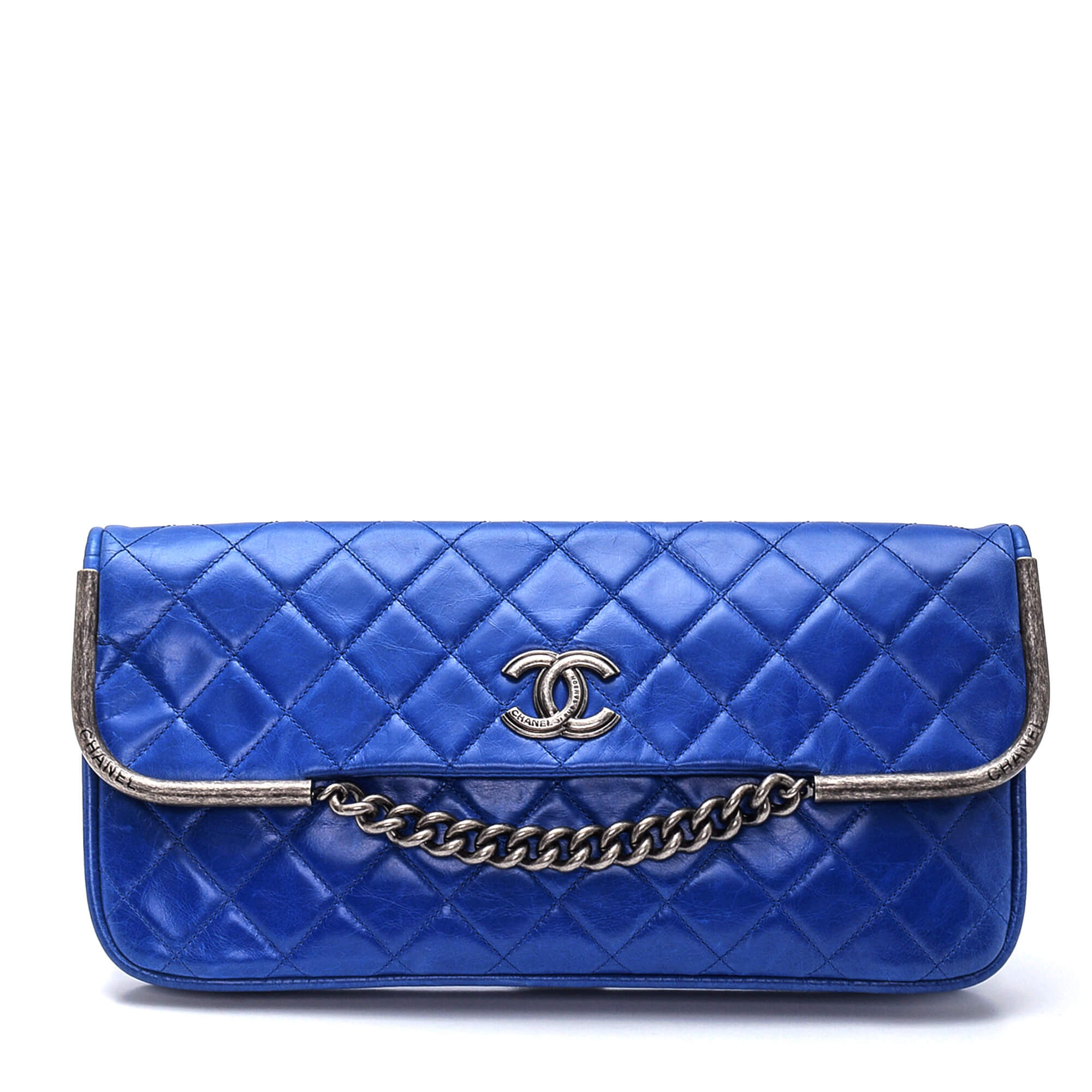 Chanel - Royal Blue Quilted Chain Clutch